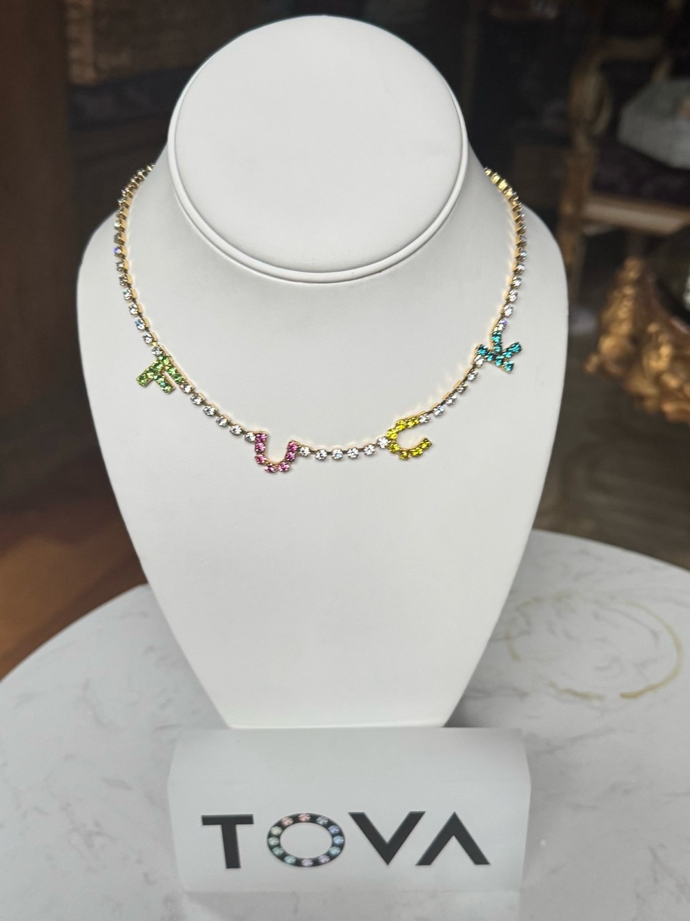 TOVA tennis multi crystal necklace FCK